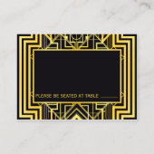 Geometrische Hochzeitsstipps für Schwarz und Gold Platzkarte (Rückseite)