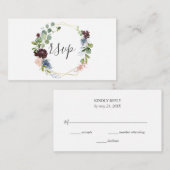 Geometrische Hochzeitsszenarien für Burgund und Bl Begleitkarte (Vorne/Hinten)