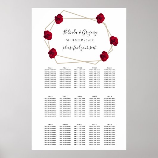 Geometrische Hochzeitstabelle für elegante geometr Poster (Vorne)