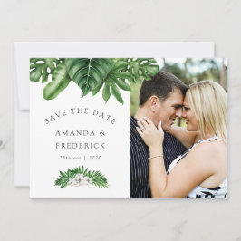 Geometrische Hochzeitstiefe für tropische Pflanzen Save The Date