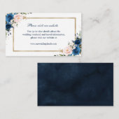 Geometrische Hochzeitswebseite für Navy Blue Blush Begleitkarte (Vorne/Hinten)
