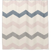 Geometrische Honeycomb Zickzack Pattern Navy Pink  Duschvorhang (Vorderseite)