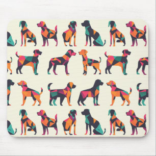 Geometrische Hund-Silhouetten Design Mousepad
