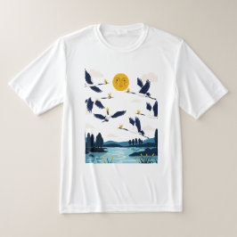 Geometrische Illustration, die Vögel zeigt, die an T-Shirt
