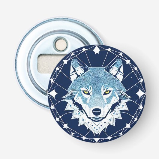 Geometrische Illustration eines Wolfs Flaschenöffner (Vorderseite)