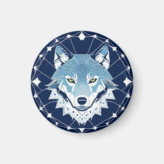 Geometrische Illustration eines Wolfs Magnet (Vorne)