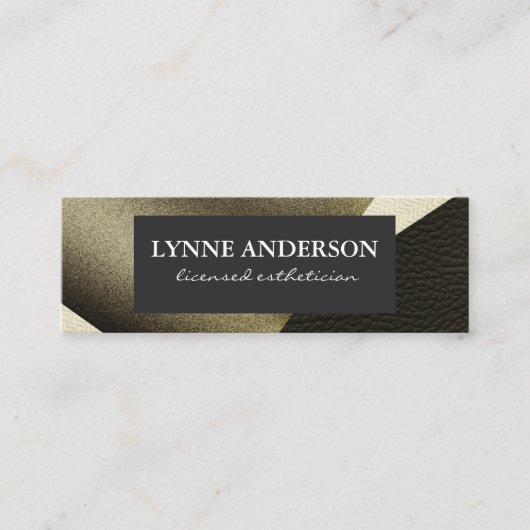 Geometrische Imitate Gold Leder Wavy Farbblöcke Mini Visitenkarte (Vorderseite)