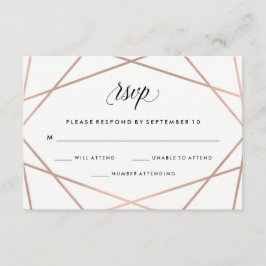 Geometrische Imitate Rose Gold und Black Wedding R RSVP Karte