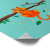 Geometrische Ingwer Kat up a tree Illustration Poster (Ecke)