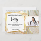 geometrische Kadukus aus medizinischem Grau-Marmor Einladung (Vorderseite)