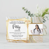 geometrische Kadukus aus medizinischem Grau-Marmor Einladung (Stehend Vorderseite)