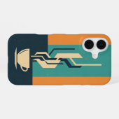 Geometrische Kaffeetasse iPhone 16 Hülle (Rückseite (Horizontal))