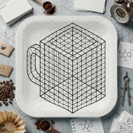 Geometrische Kaffeetasse Isometrische Gitterkunst  Pappteller