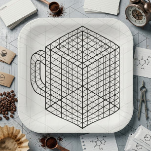 Geometrische Kaffeetasse Isometrische Gitterkunst Pappteller