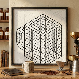 Geometrische Kaffeetasse Isometrische Gitterkunst  Poster
