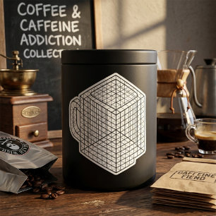 Geometrische Kaffeetasse Isometrische Gitterkunst Quadratischer Aufkleber