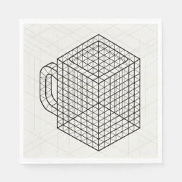 Geometrische Kaffeetasse Isometrische Gitterkunst  Serviette