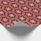 Geometrische Kaleidoskopisch weiße Blume auf Rot Geschenkpapier (Ecke)