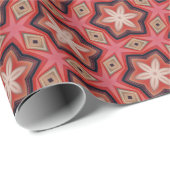 Geometrische Kaleidoskopisch weiße Blume auf Rot Geschenkpapier (Rolleneckpunkt)