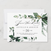 Geometrische Kalligrafie Grüne horizontale Hochzei Save The Date (Vorderseite)