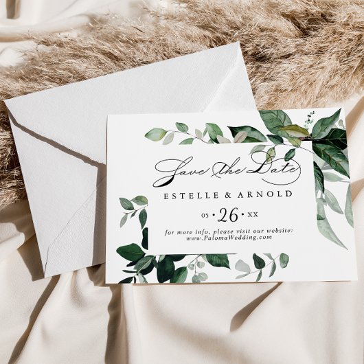Geometrische Kalligrafie Grüne horizontale Hochzei Save The Date