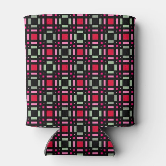 Geometrische kariert-grüne schwarze Streifen Dosenkühler (Rückseite)