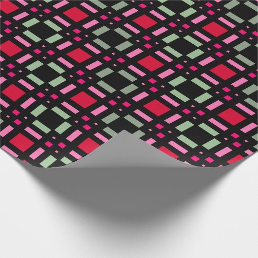 Geometrische kariert-grüne schwarze Streifen Geschenkpapier (Ecke)