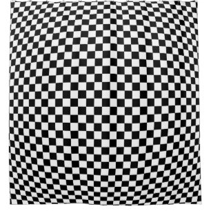 Geometrische karierte Illusion: Vintage Kunst. Duschvorhang
