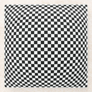 Geometrische karierte Illusion: Vintage Kunst. Glasuntersetzer