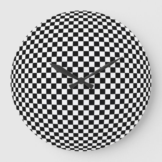 Geometrische karierte Illusion: Vintage Kunst. Große Wanduhr (Vorderseite)
