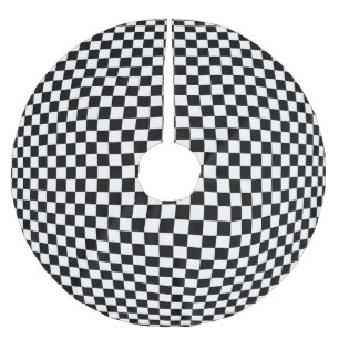 Geometrische karierte Illusion: Vintage Kunst. Polyester Weihnachtsbaumdecke