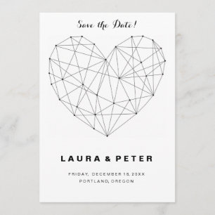 Geometrische Kartenschablone des Herzens Save the Save The Date