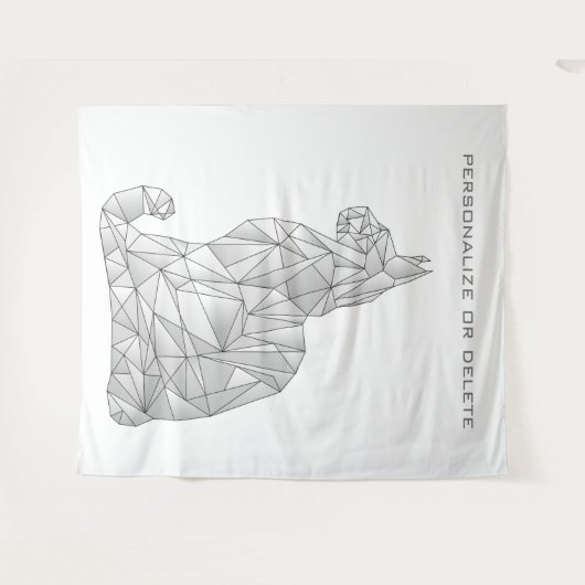 Geometrische Katze Moderne minimale Niedliche Abst Wandteppich (Vorderseite (Horizontal))