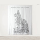 Geometrische Katze Moderne minimale Niedliche Abst Wandteppich (Vorderseite)