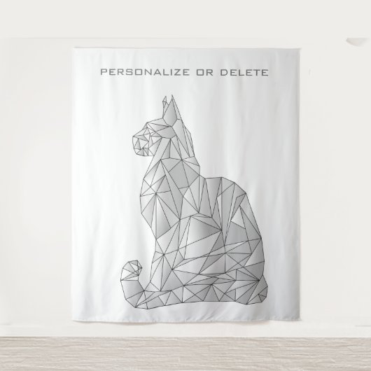 Geometrische Katze Moderne minimale Niedliche Abst Wandteppich (Vorderseite)