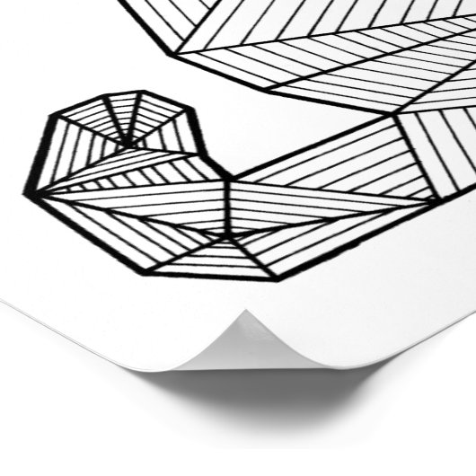 Geometrische Katzenkatze, Rückseite Poster (Ecke)