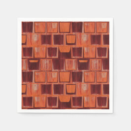 Geometrische Keramik in Rot und Orange Serviette