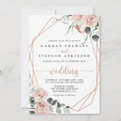 Geometrische klassische rosa Blumenpracht Einladung (Vorderseite)