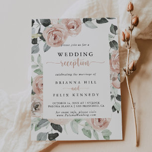 Geometrische klassische rosa Rosen-Hochzeitsempfan Einladung