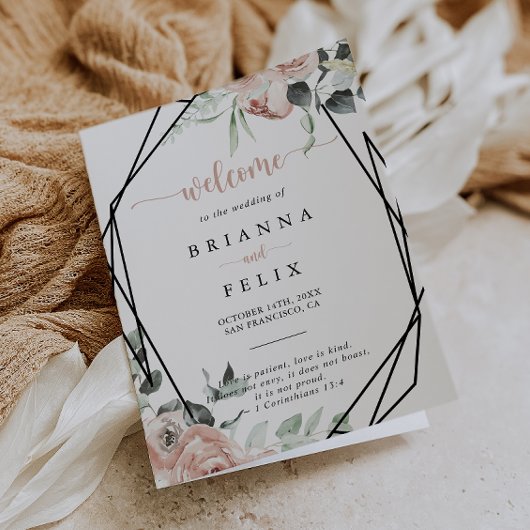 Geometrische klassische rosa Rosenblütendecke Programm