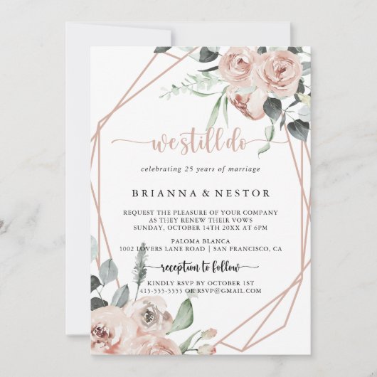 Geometrische klassische Rose, die wir immer noch ü Einladung (Vorderseite)