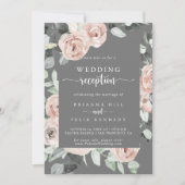 Geometrische klassische Rose Graue Hochzeitsempfeh Einladung (Vorderseite)