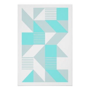 Geometrische Komposition in Aquatönen Poster