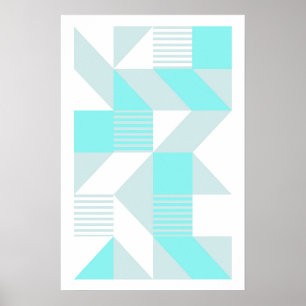 Geometrische Komposition in Aquatönen Poster