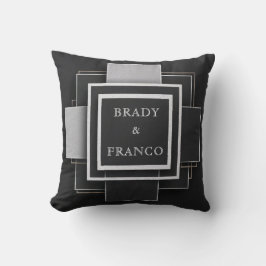 Geometrische Kontrastschichten Elegante Schwarze H Kissen