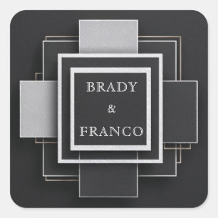 Geometrische Kontrastschichten Elegante Schwarze H Quadratischer Aufkleber