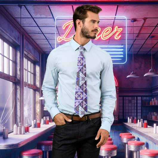 Geometrische Krawatte für Lila blaues Muster