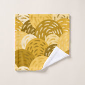 Geometrische Kreise in Gold und Senfgelb Badhandtuch Set (Waschlappen)