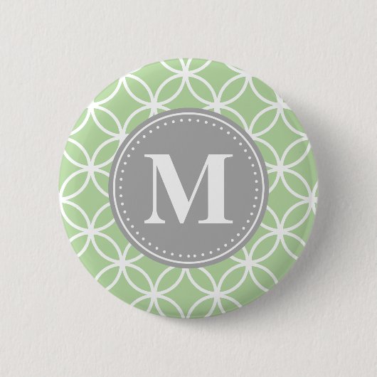 Geometrische Kreise Mini-Grau-Monogramm Button (Vorderseite)