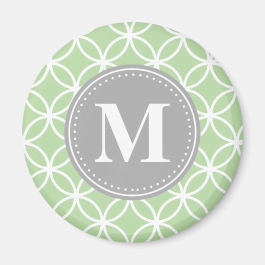 Geometrische Kreise Mini-Grau-Monogramm Magnet (Vorne)